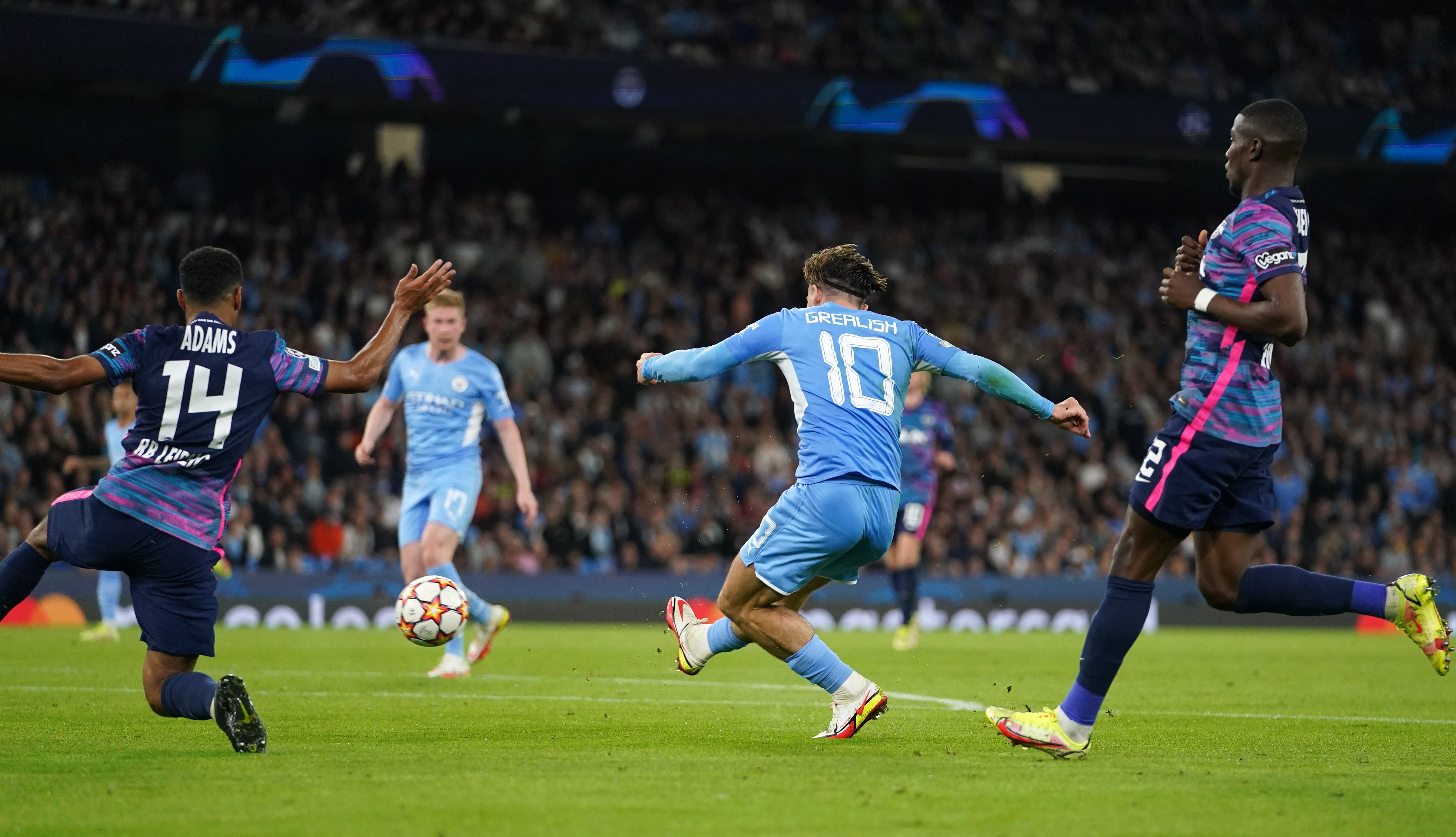 Jack Grealish scored during his first Champions League appearance. (Martin Rickett/PA)