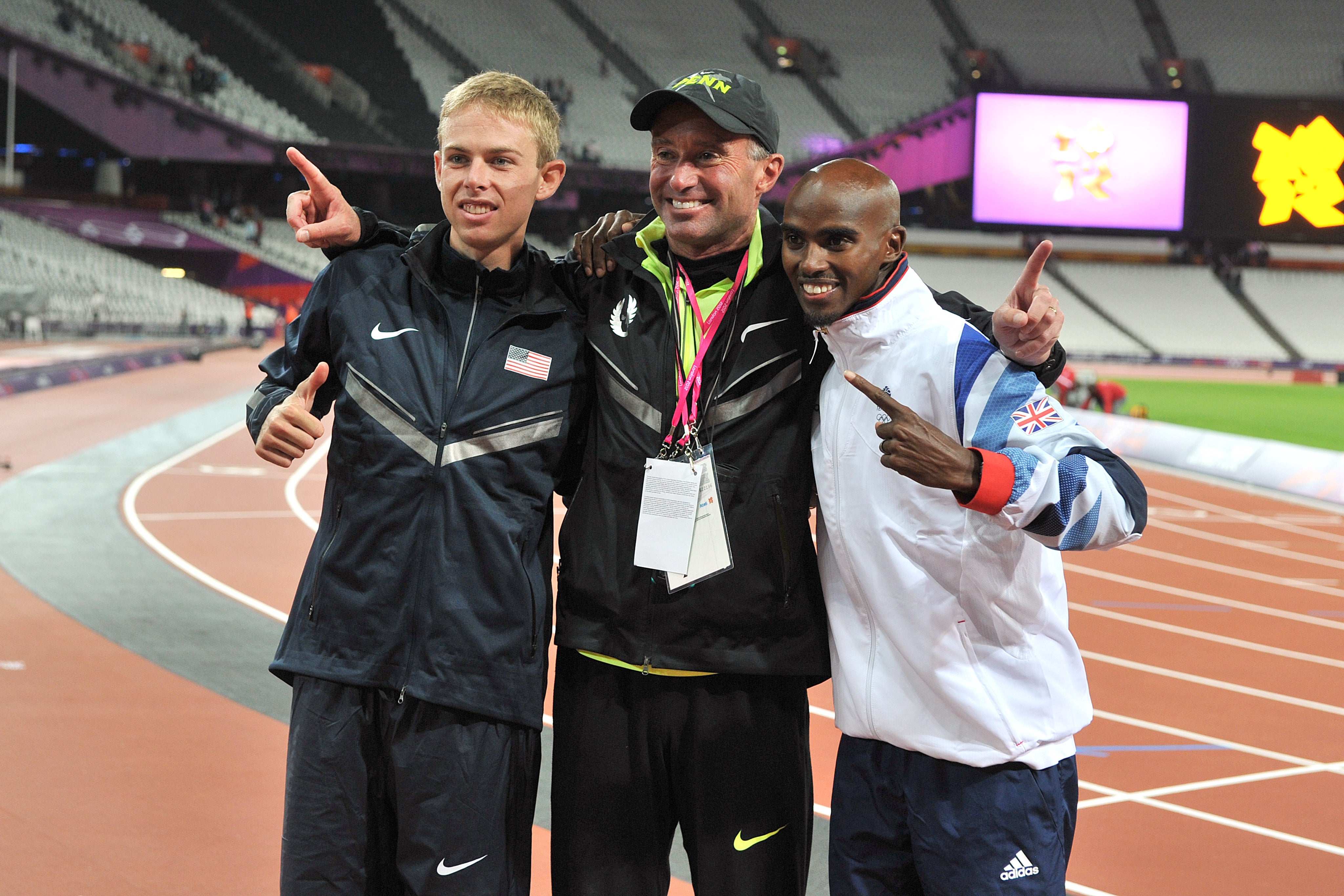 Alberto Salazar (centre) is a former coach of Mo Farah (Martin Rickett/PA)