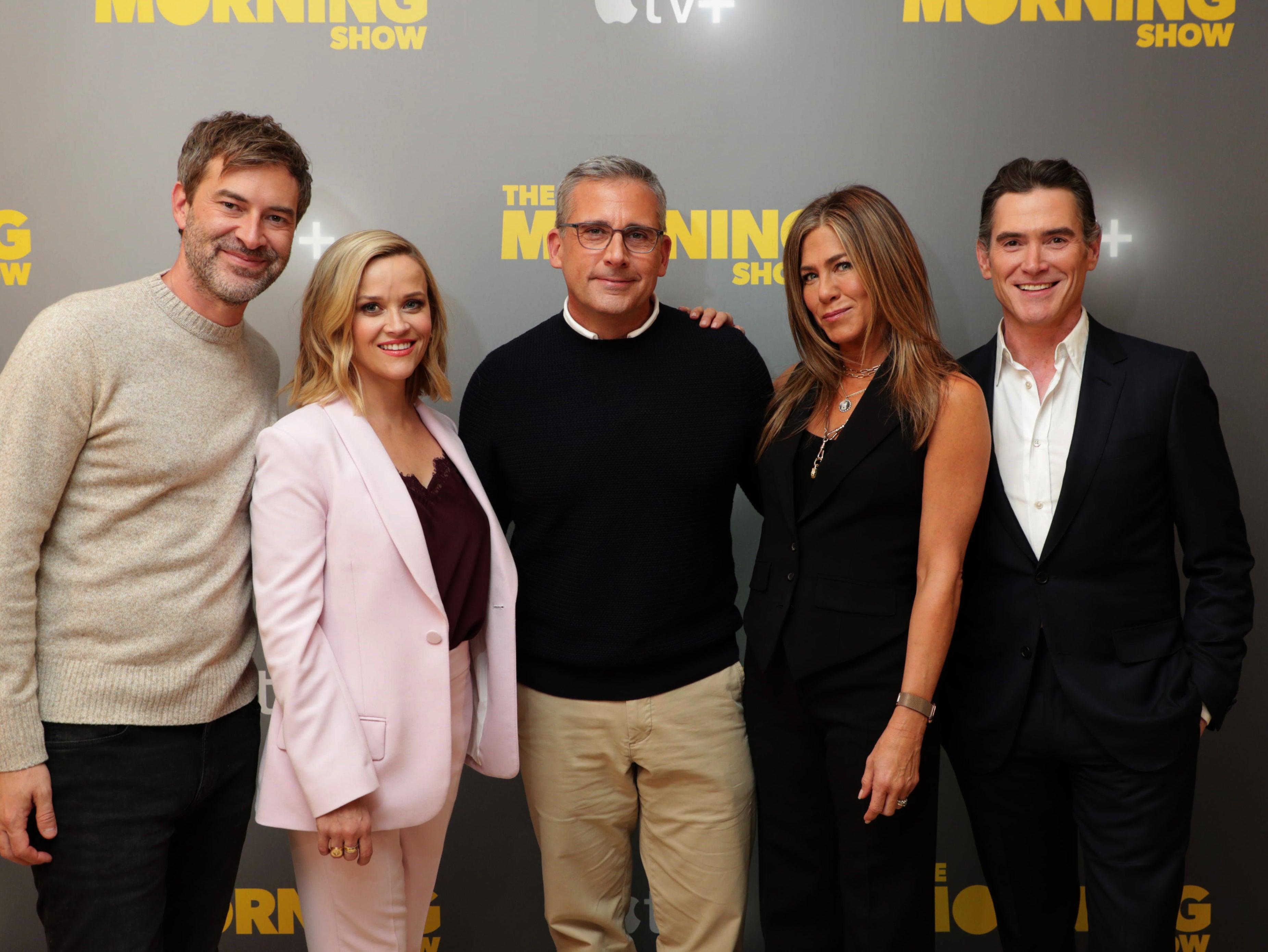 ‘The Morning Show’ cast: Mark Duplass, Reese Witherspoon, Steve Carell, Jennifer Aniston and Crudup