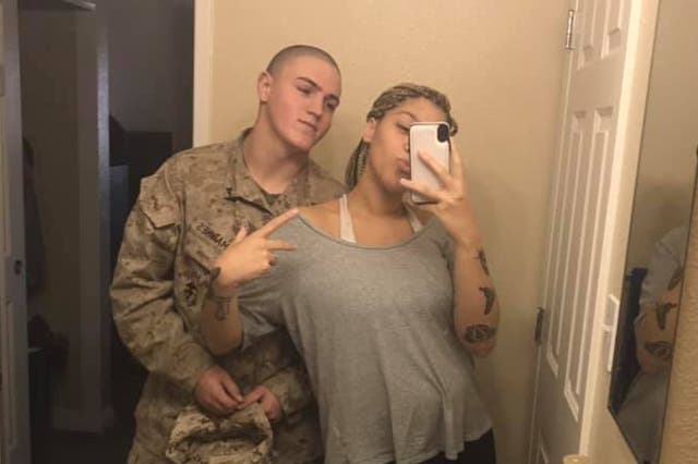 <p>Jiennah Crayton and US marine Rylee McCollum, who was killed last month in Kabul</p>