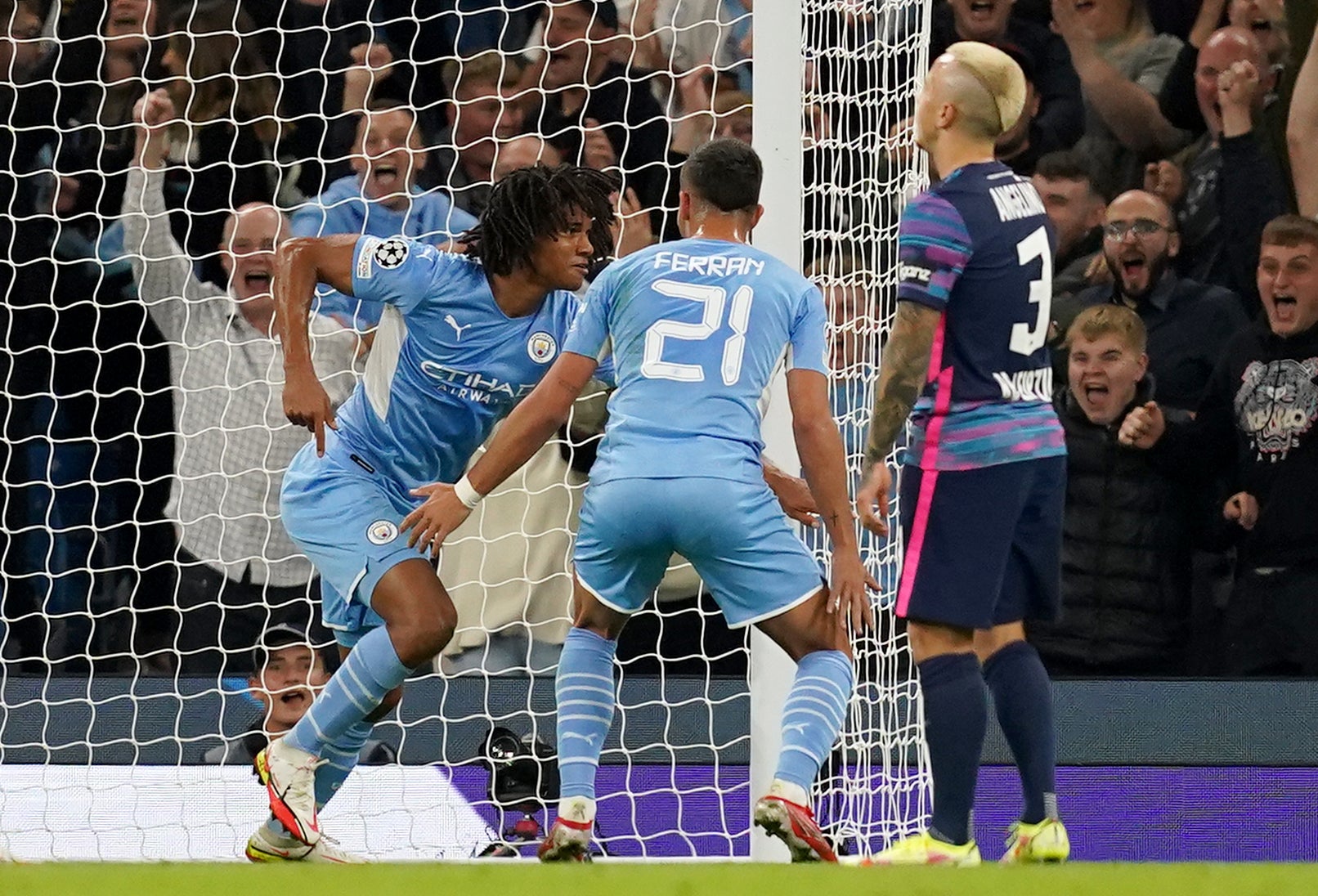 Manchester City’s Nathan Ake has dedicated his goal against Leipzig to his father (Martin Rickett/PA)