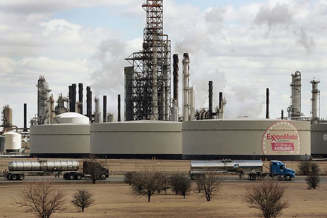 <p>An ExxonMobil oil refinery in Joliet, Illinois. Democratic lawmakers have called on the oil corporation’s executives and others to testify before a hearing next month on reported climate disinformation</p>