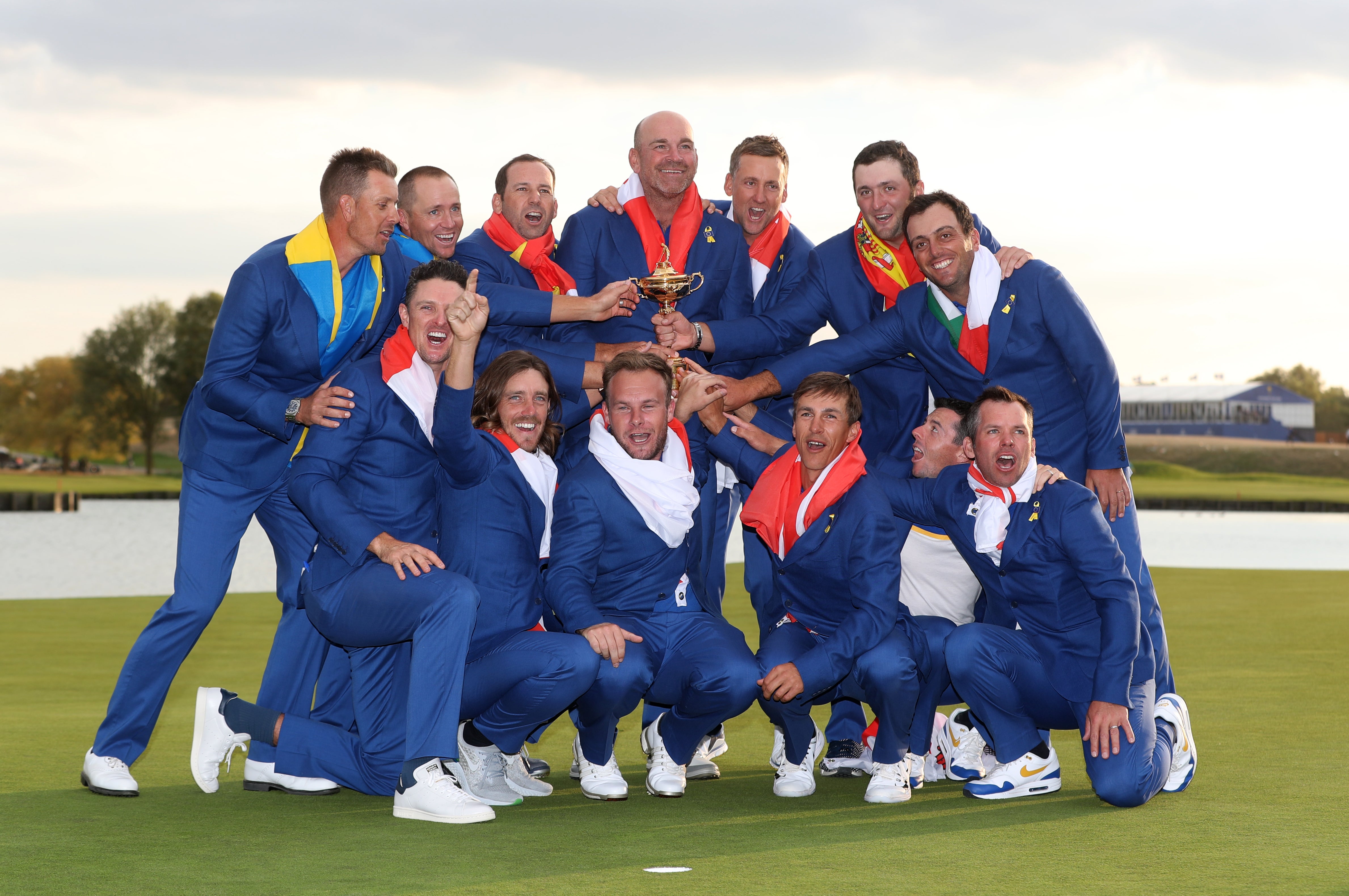 Europe celebrate winning the Ryder Cup at Le Golf National, Paris (David Davies/PA)
