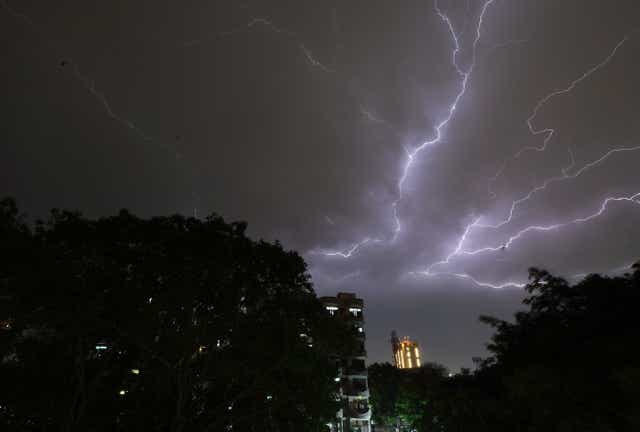 <p>File image: Lightning kills thousands of people in India every year as the region is more vulnerable</p>