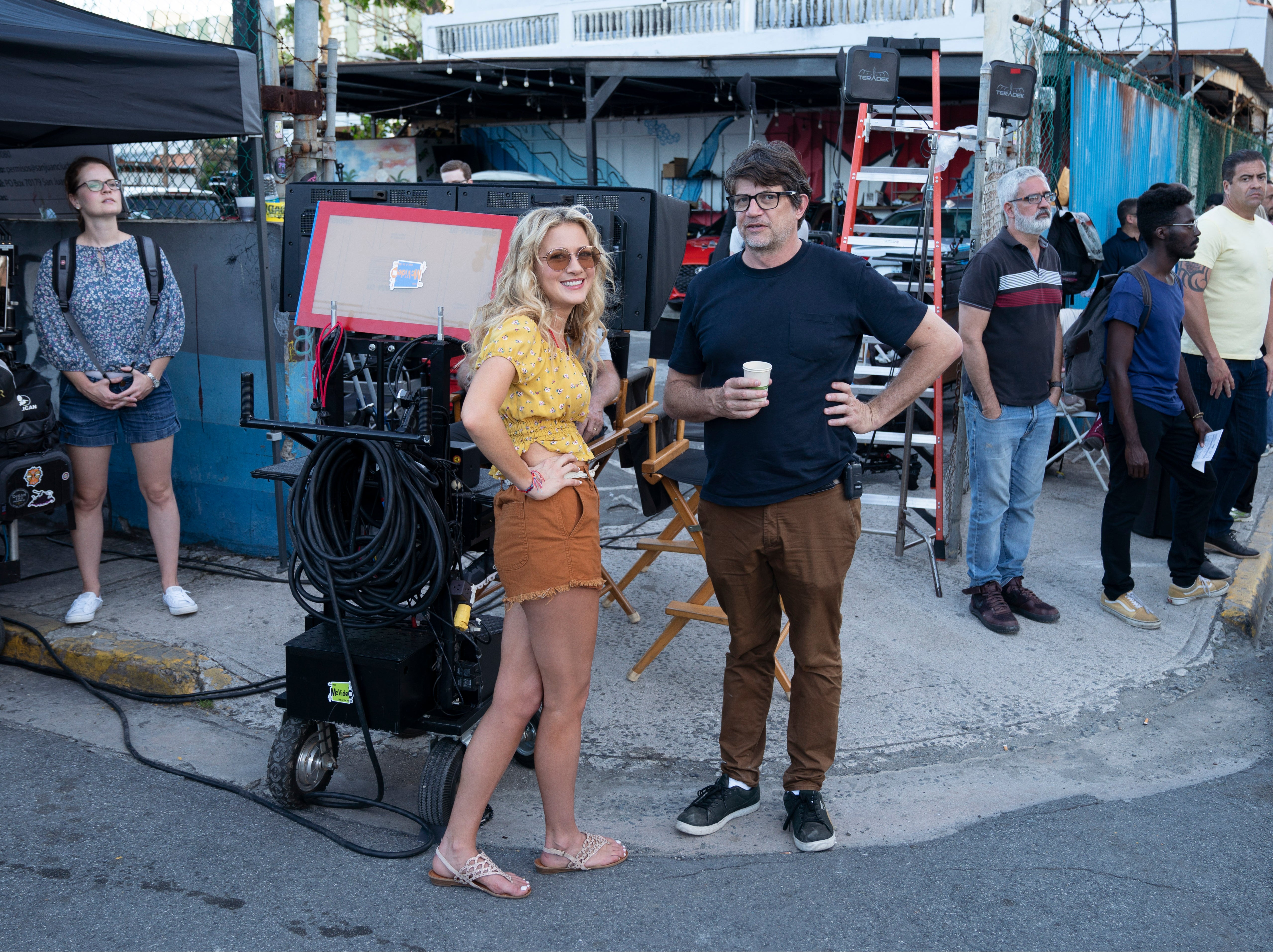 Meredith Hagner and Clay Tarver on location for ‘Vacation Friends'