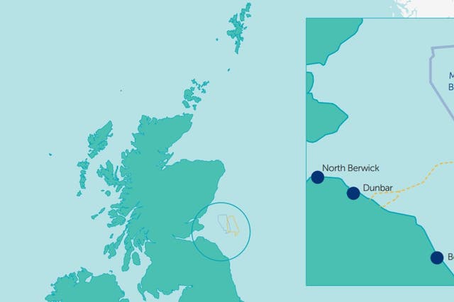 <p>Berwick Bank Wind Farm will be located approximately 40km off the coast of East Lothian</p>