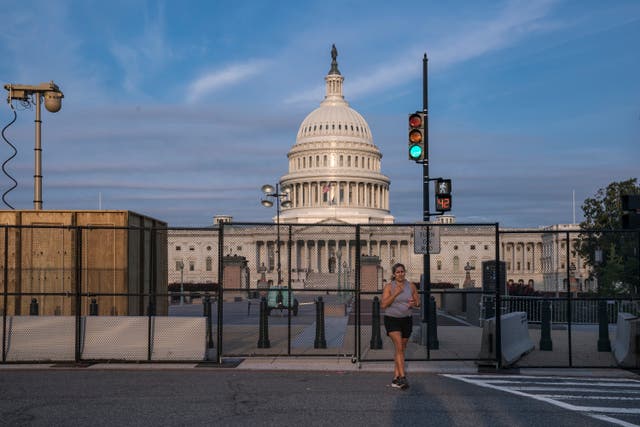 <p>Fencing has been installed around Capitol Hill ahead of the demonstration </p>