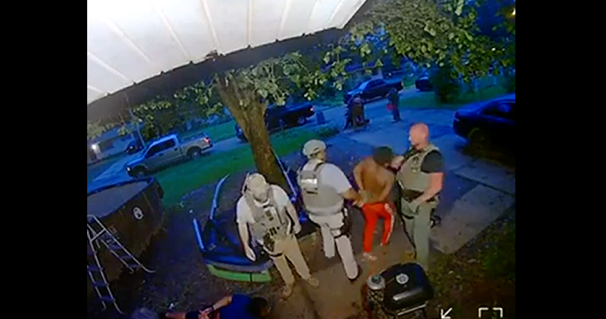 A Ring home security camera captures US Marshals allegedly slapping a handcuffed Black man in the face during an arrest in Jackson, Mississippi.