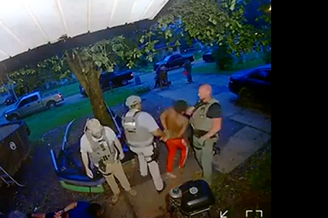 <p>A Ring home security camera captures US Marshals allegedly slapping a handcuffed Black man in the face during an arrest in Jackson, Mississippi.</p>