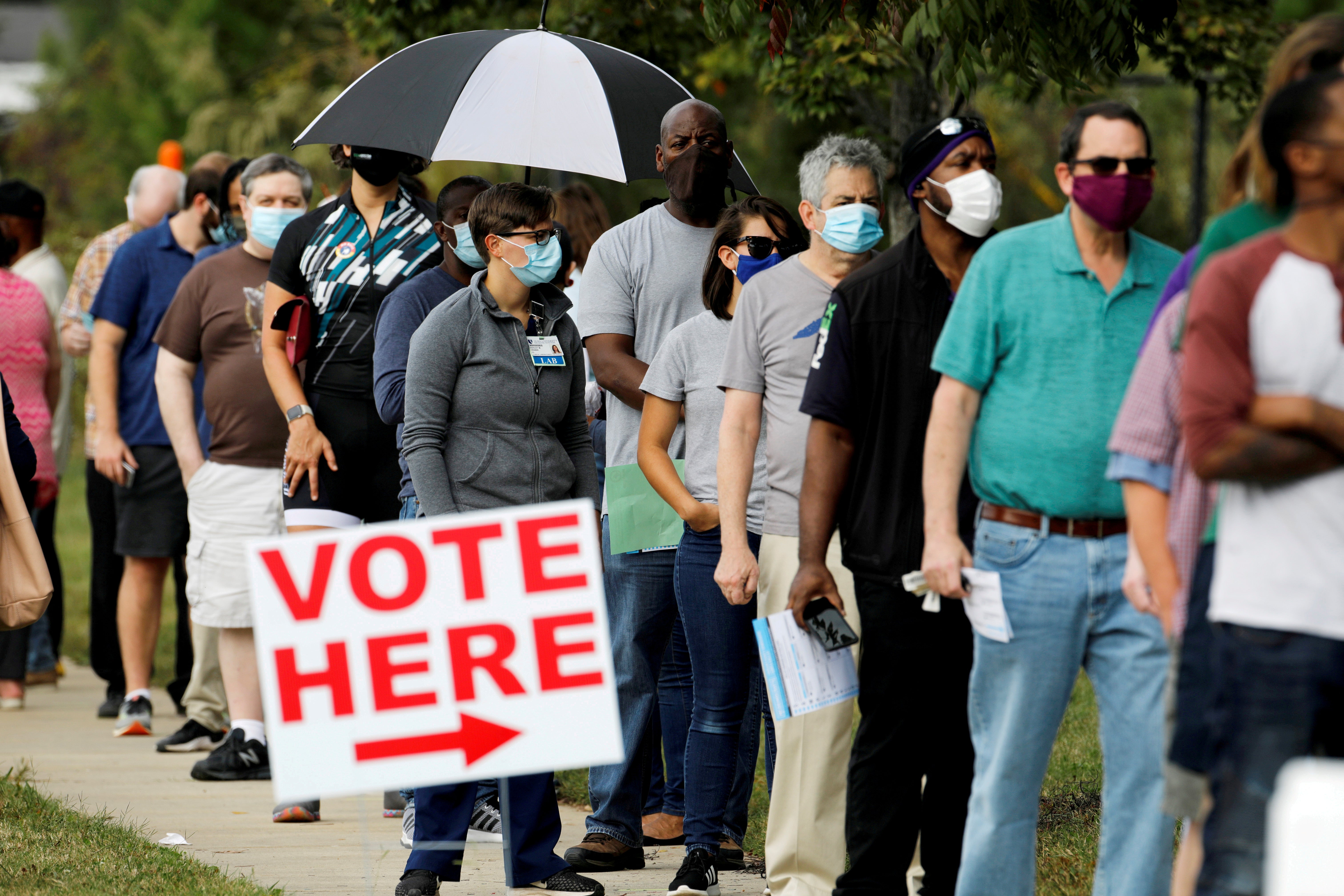 File photo: U.S. voters queue to cast their ballots in North Carolina in last year’s elections