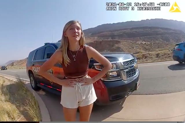 <p>Gabby Petito recorded on the Moab police body cam </p>