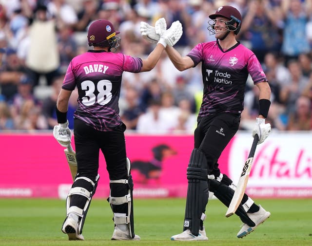 Somerset’s Josh Davey (left) and Craig Overton helped their side through to the final (Mike Egerton/PA)