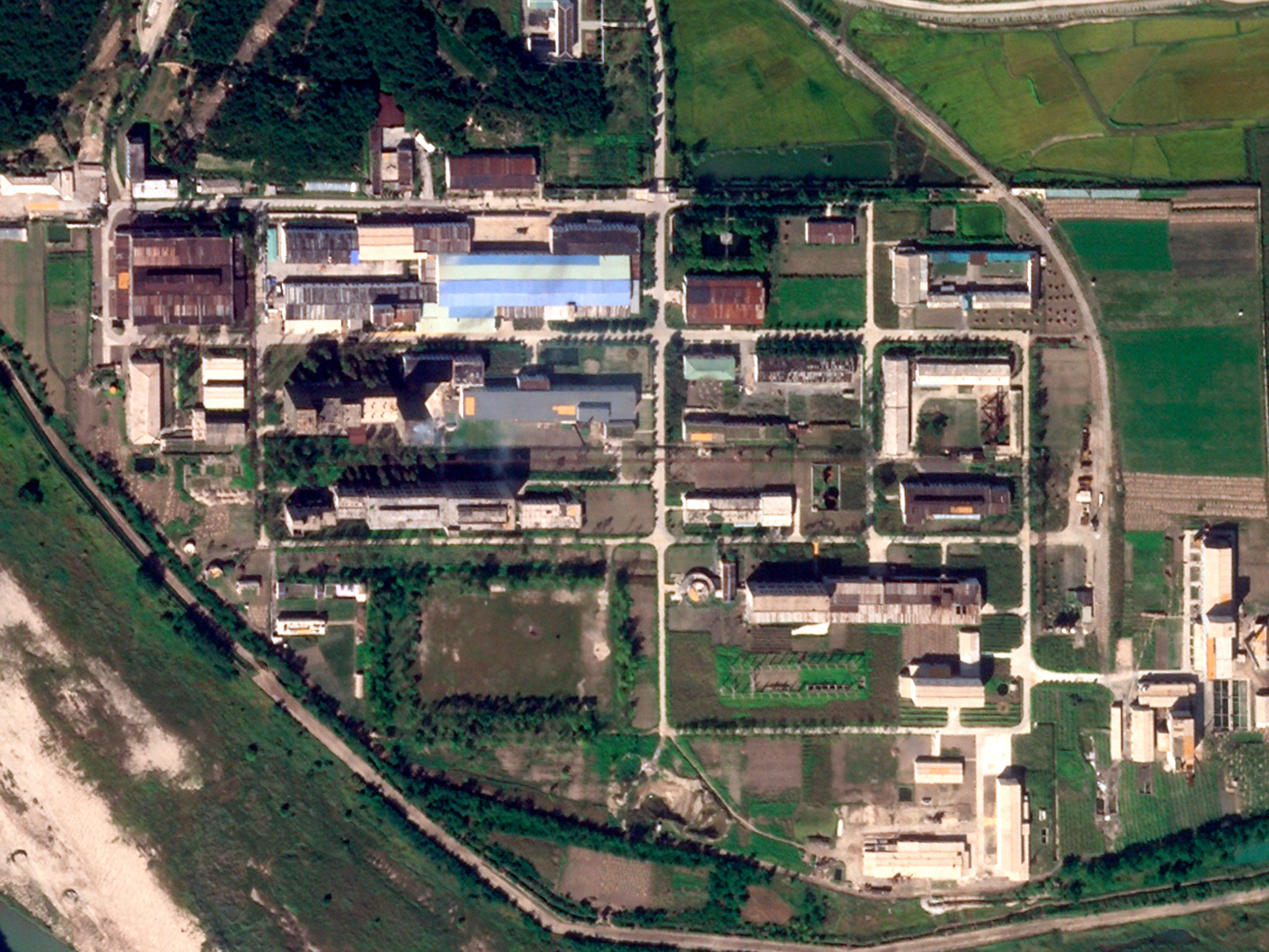A 2021 satellite photo from Planet Labs Inc a uranium enrichment plant is seen at North Korea's main Yongbyon nuclear comple