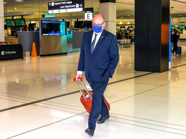 <p>Ambassador Thebault leaves Sydney Aiport on Saturday </p>