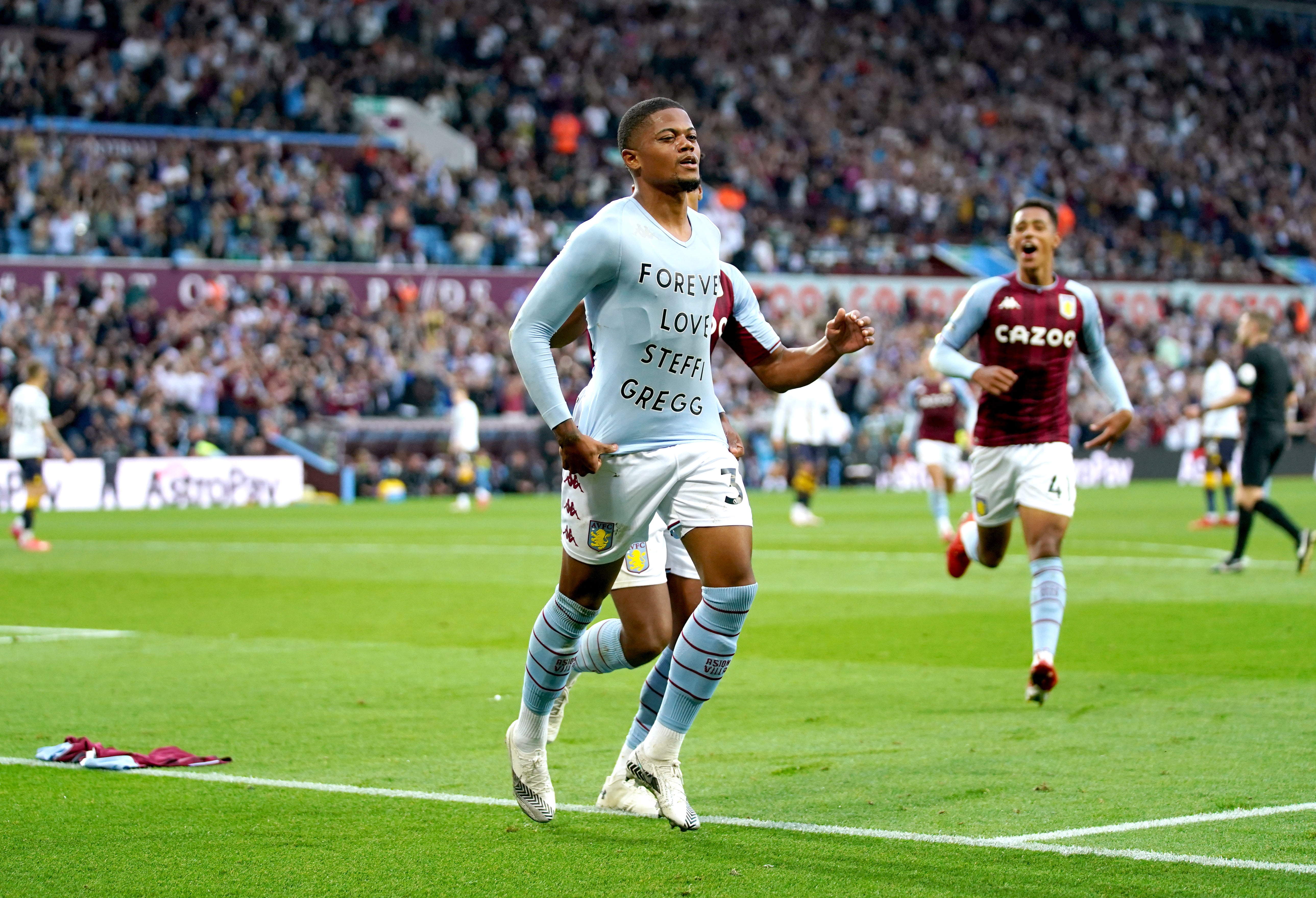 Aston Villa’s Leon Bailey scored his first goal for the club against Everton. (Tim Goode/PA)