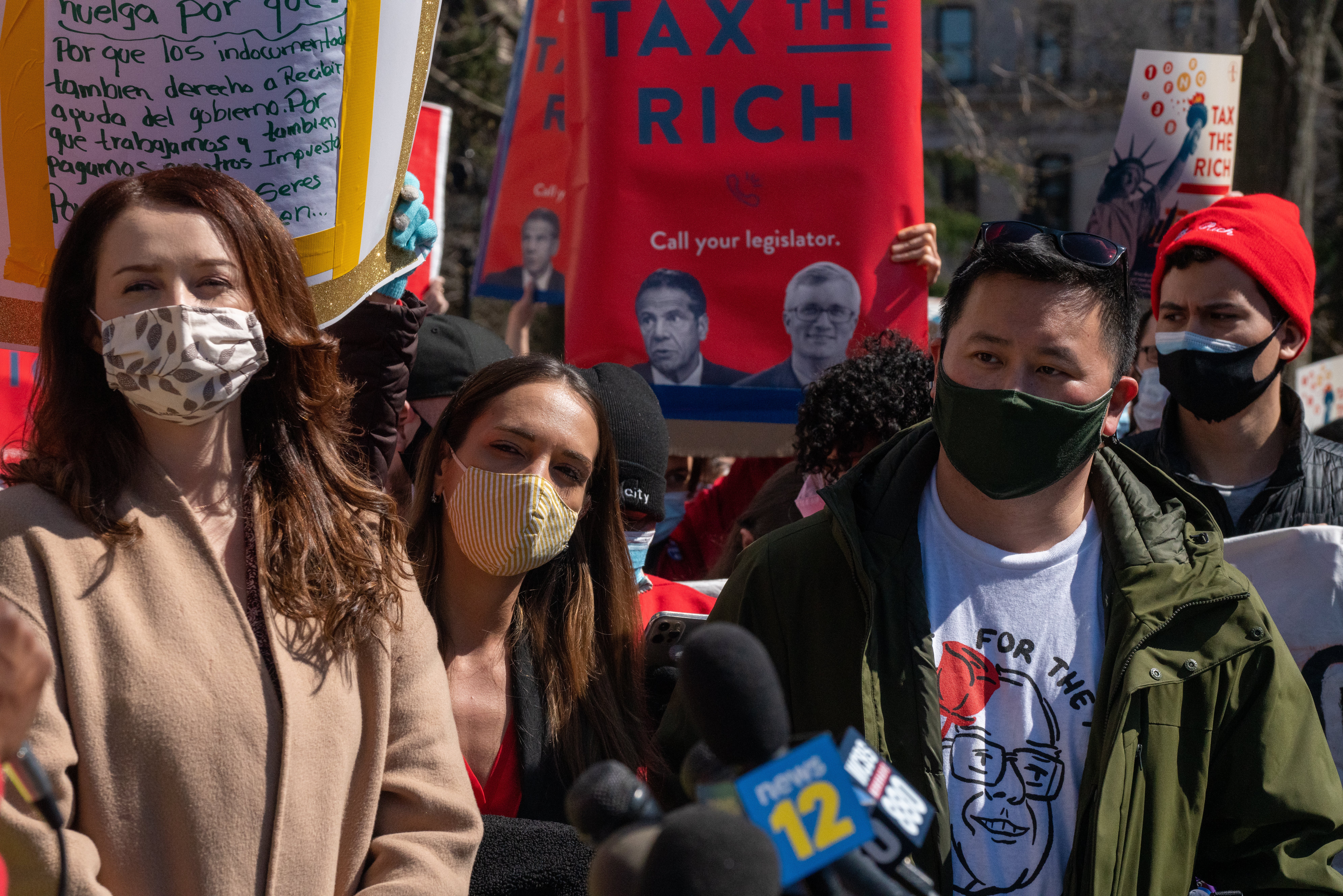 Lindsey Boylan became a vocal critic of the governor demanding his resignation. She is pictured at a New York demonstration on March 20