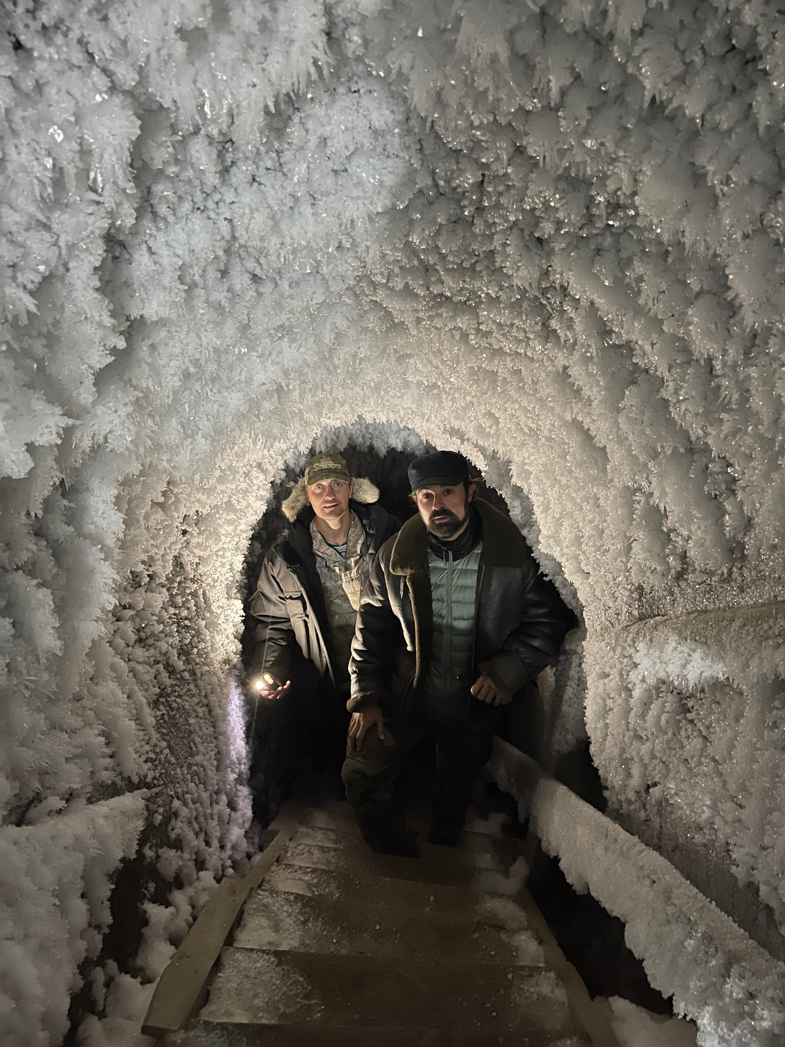 Nikita Zimov takes Evgeny Lebedev into an ice cave, tunnelling deep into the permafrost