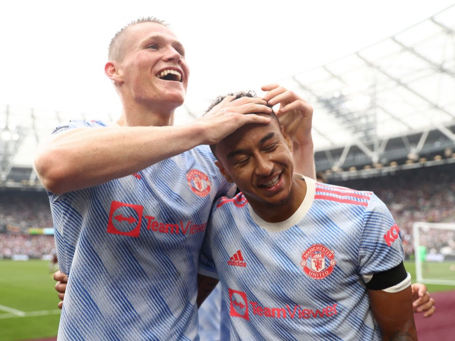 Jesse Lingard celebrates scoring the winner against West Ham