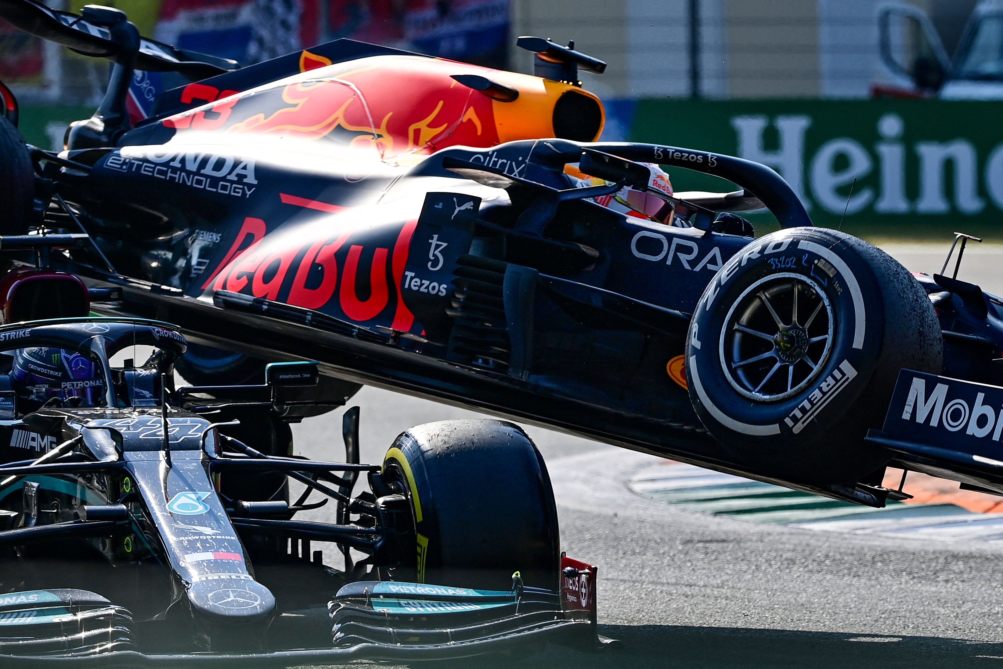 Lewis Hamilton escaped injury following the dramatic crash at the Italian GP