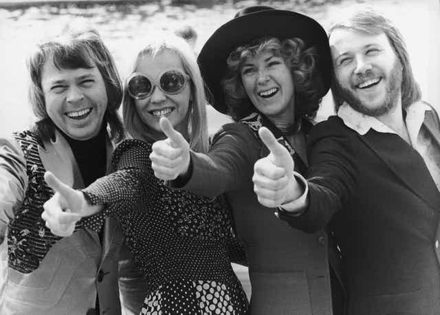 <p>File image: ABBA give the thumbs up after winning the Eurovision Song Contest in 1974</p>
