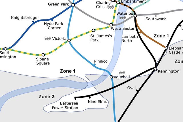 <p>The offending section of the geographically accurate London Underground map</p>