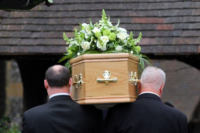 Spending on each funeral rose from £2,461 in the first half of last year to £2,628 in the first six months of 2021, Dignity said (PA)