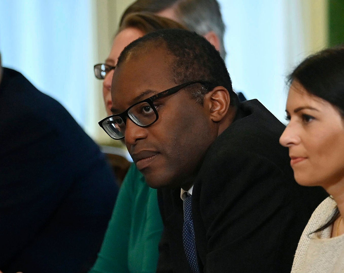Kwasi Kwarteng, the business secretary, at a crisis meeting with energy companies