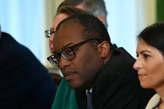 <p>Kwasi Kwarteng, the business secretary, at a crisis meeting with energy companies </p>