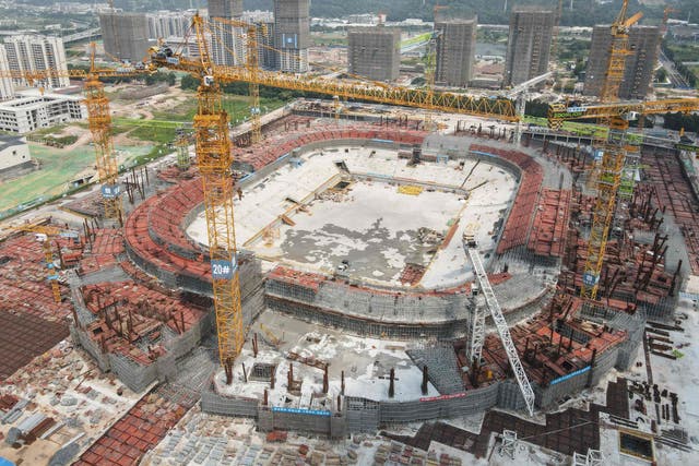 <p>The under-construction football stadium in Guangzhou that Evergrande was developing </p>