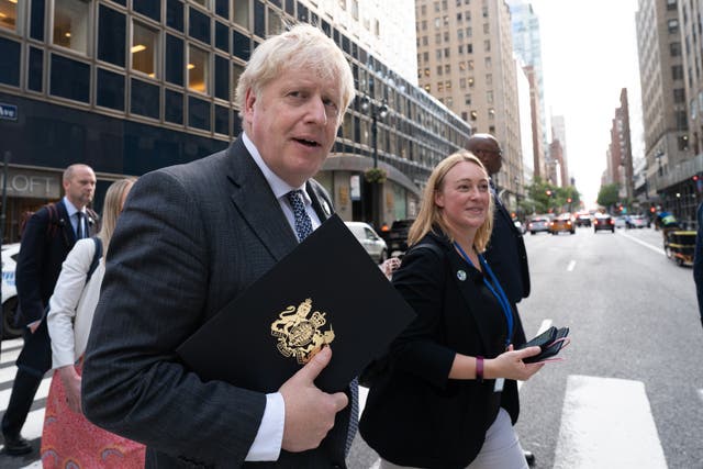Prime Minister Boris Johnson in New York (Stefan Rousseau/PA)