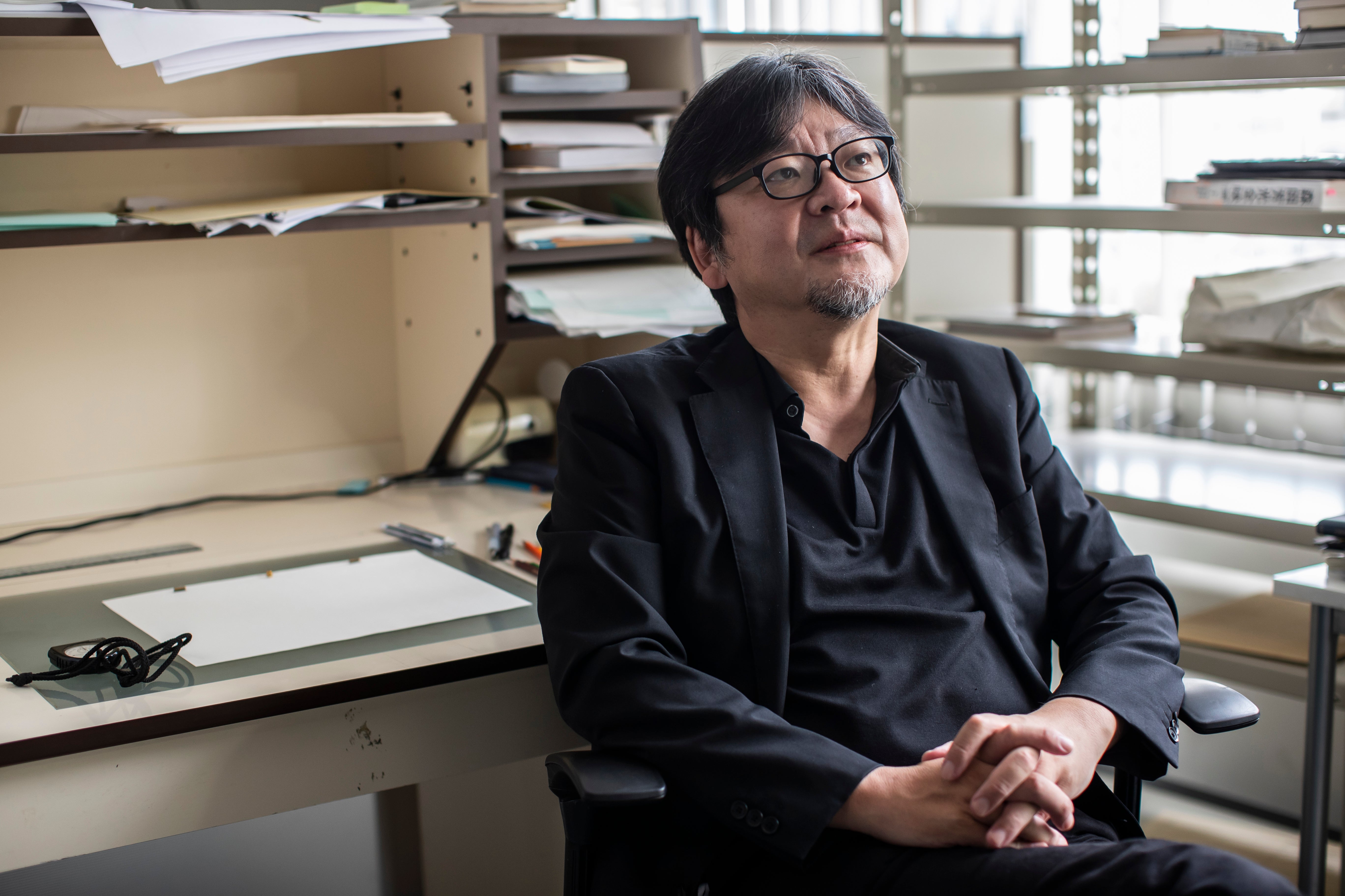 Anime director Mamoru Hosoda at his office in Tokyo