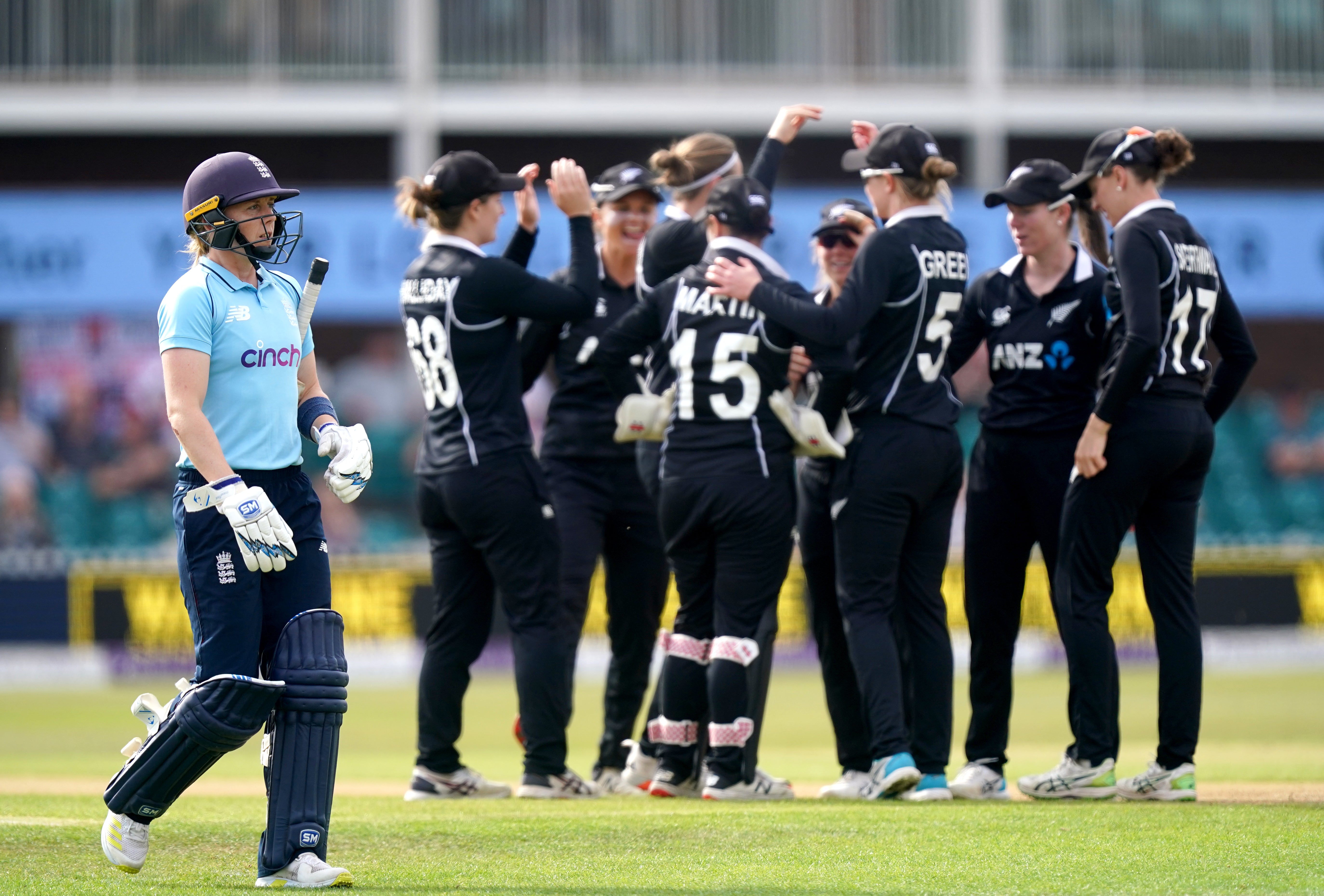 England’s Heather Knight leaves the pitch after being dismissed (Mike Egerton/PA)