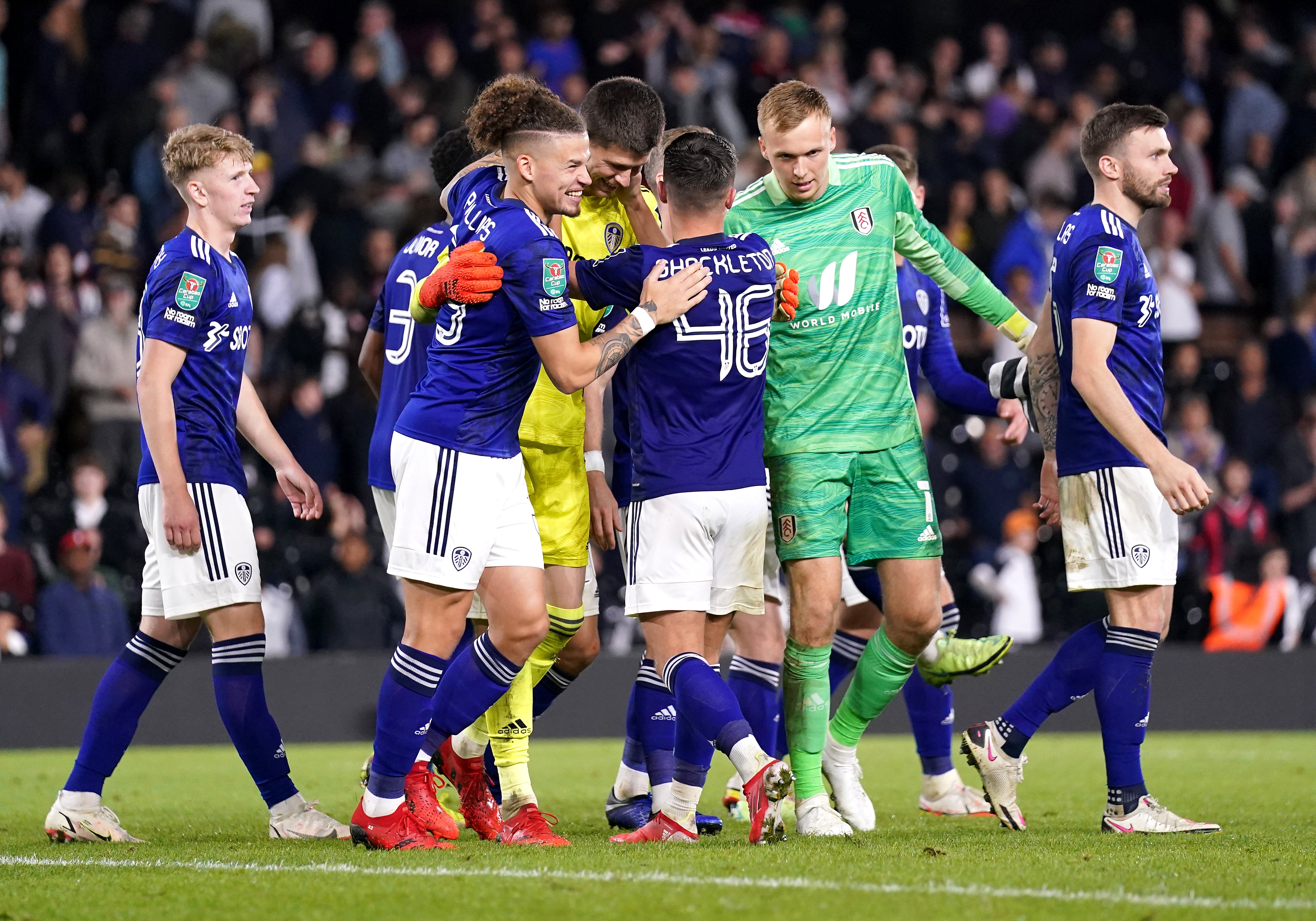Leeds won 6-5 in a penalty shoot-out (Andrew Matthews/PA)