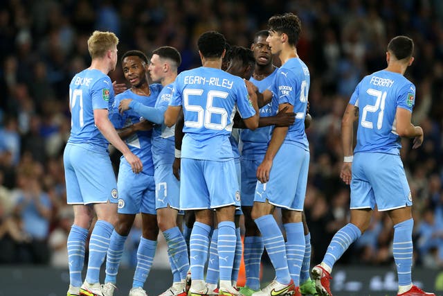 A young Manchester City side began their Carabao Cup defence with victory over Wycombe (Barrington Coombs/PA)