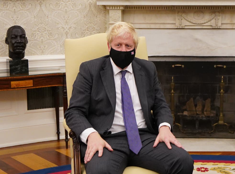 <p>Boris Johnson at the White House during his trip to the US </p>
