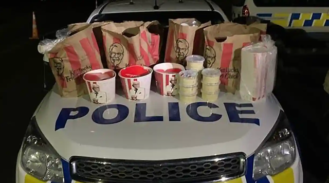 <p>The KFC haul seized by police</p>