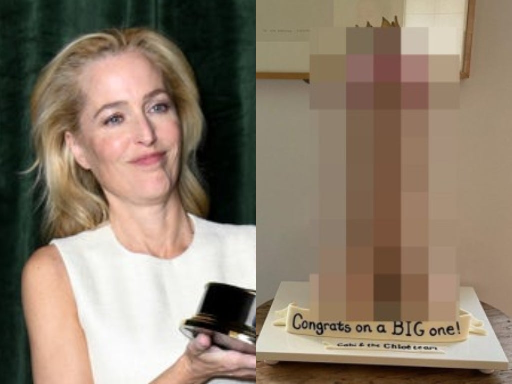 Gillian Anderson shows off huge NSFW cake she was gifted following Emmys win: ‘Size does matter’
