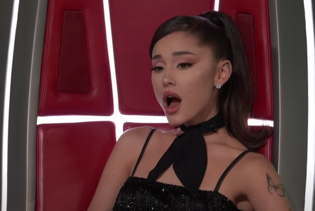 Ariana Grande’s jaw drops as The Voice contestant performs her song: ‘That’s your song now, take it’
