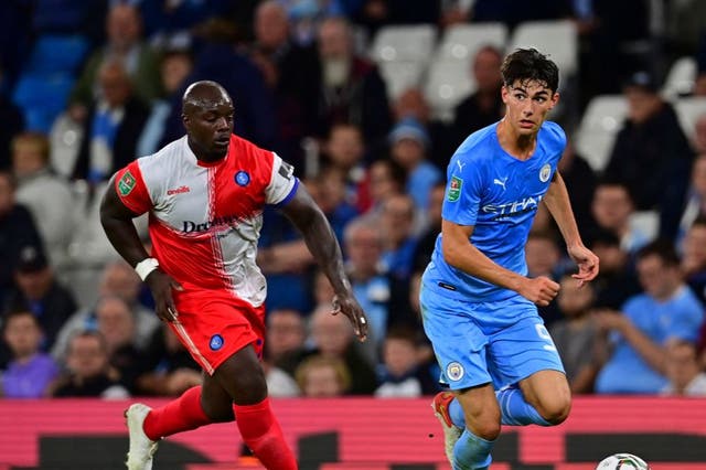 <p>Akinfenwa started in Wycombe’s defeat by Manchester City</p>