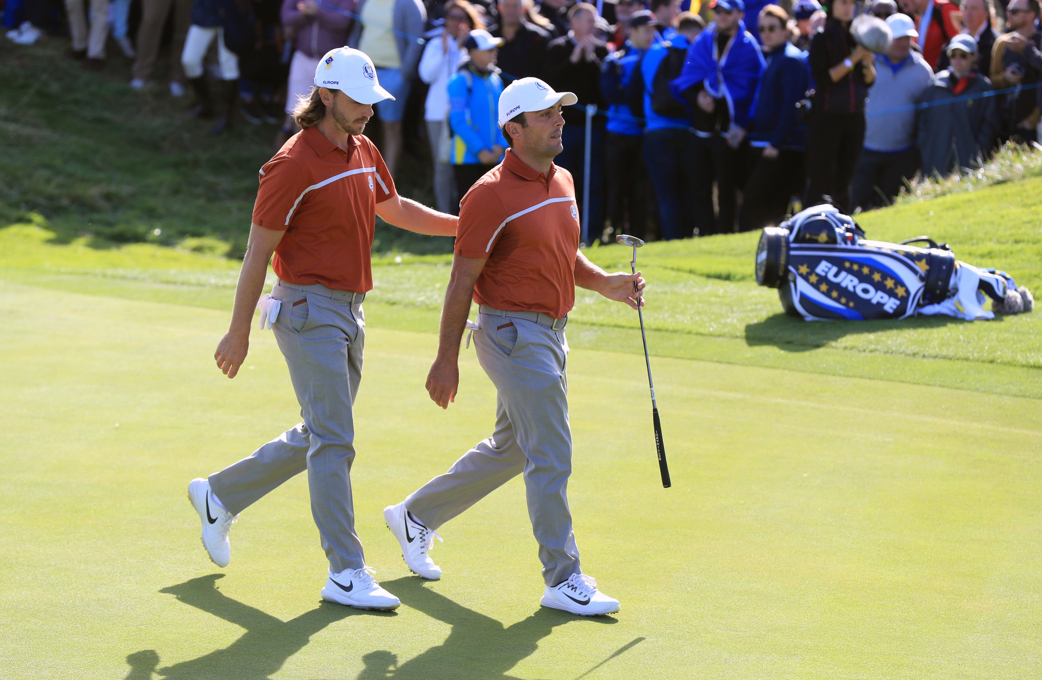 Fleetwood and Molinari won four points together over the first two days of the 2018 Ryder Cup (Gareth Fuller/PA)