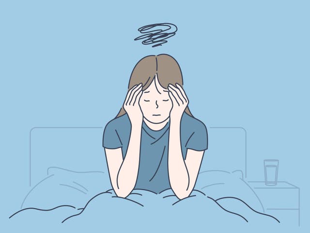 <p>An illustration of a woman with chronic fatigue syndrome</p>