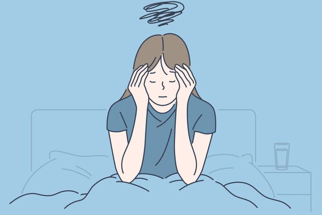 <p>An illustration of a woman with chronic fatigue syndrome</p>