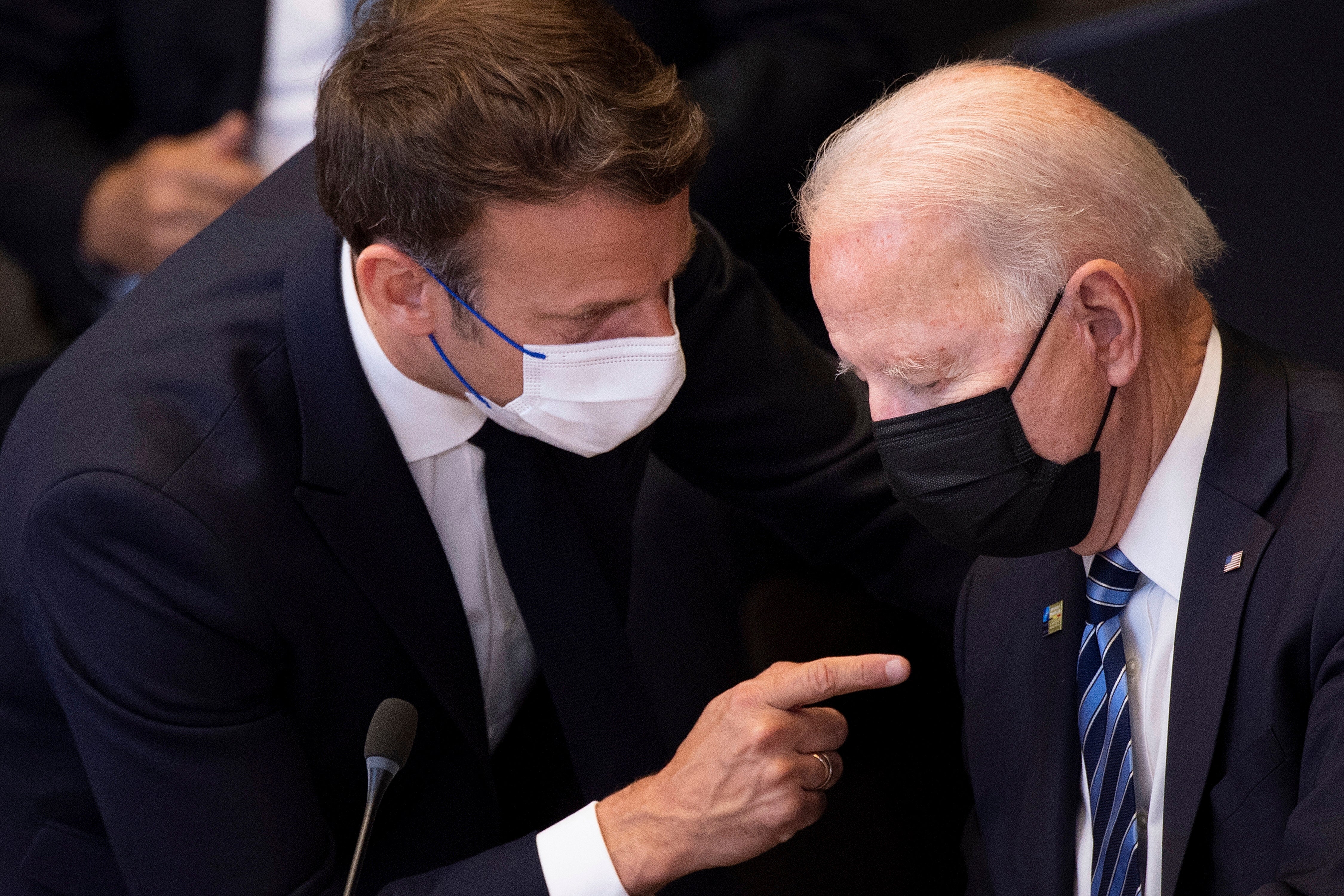 Macron, pictured earlier this year, told Biden what he really thinks of AUKUS deal 