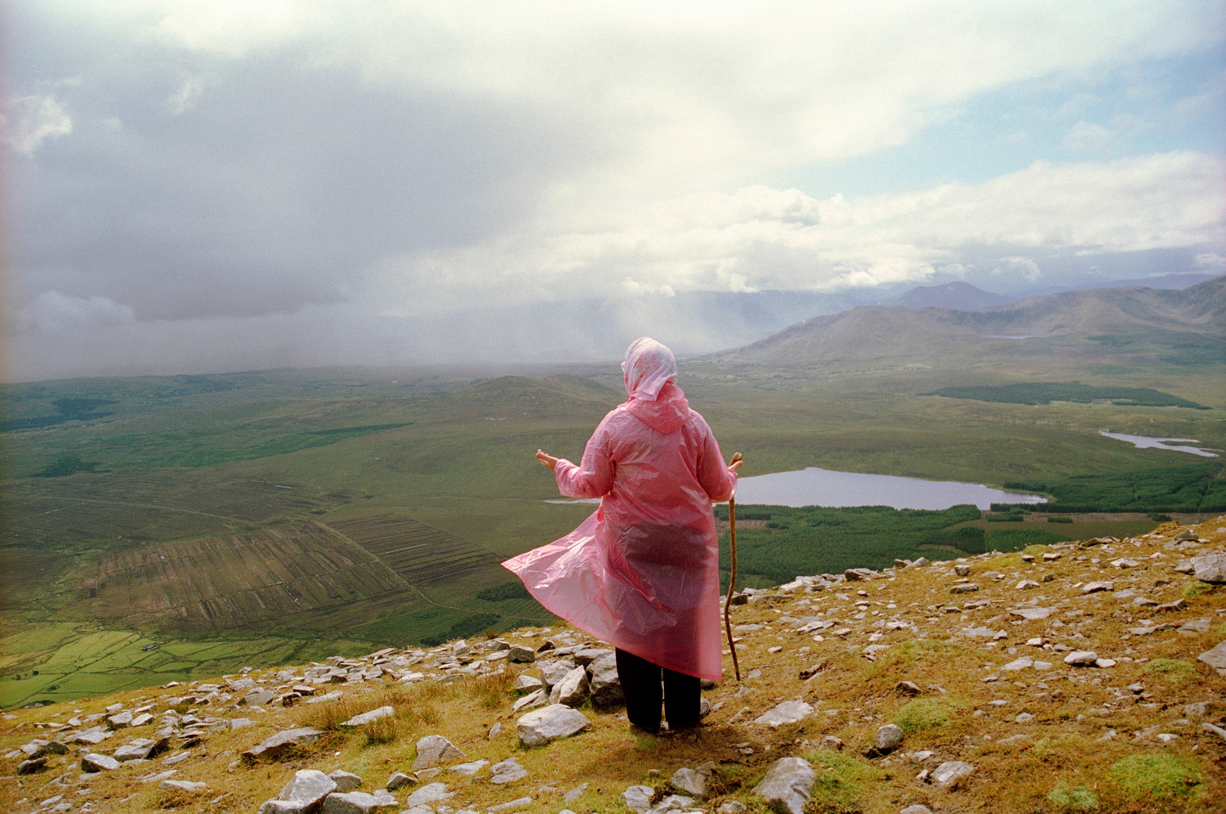 ‘As far as the east is from the west, so far as He removed our transgressions from us’. Psalms on Croag Patrick. As planned, met Chris Killip at top, 2003