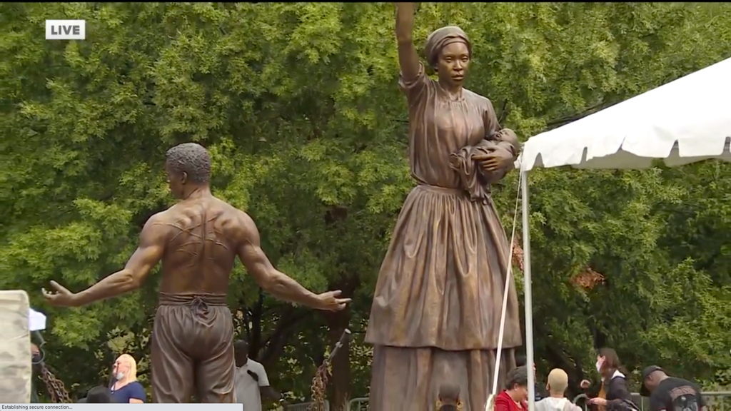 Richmond unveils monument to end of slavery two weeks after removing statue of Robert E Lee