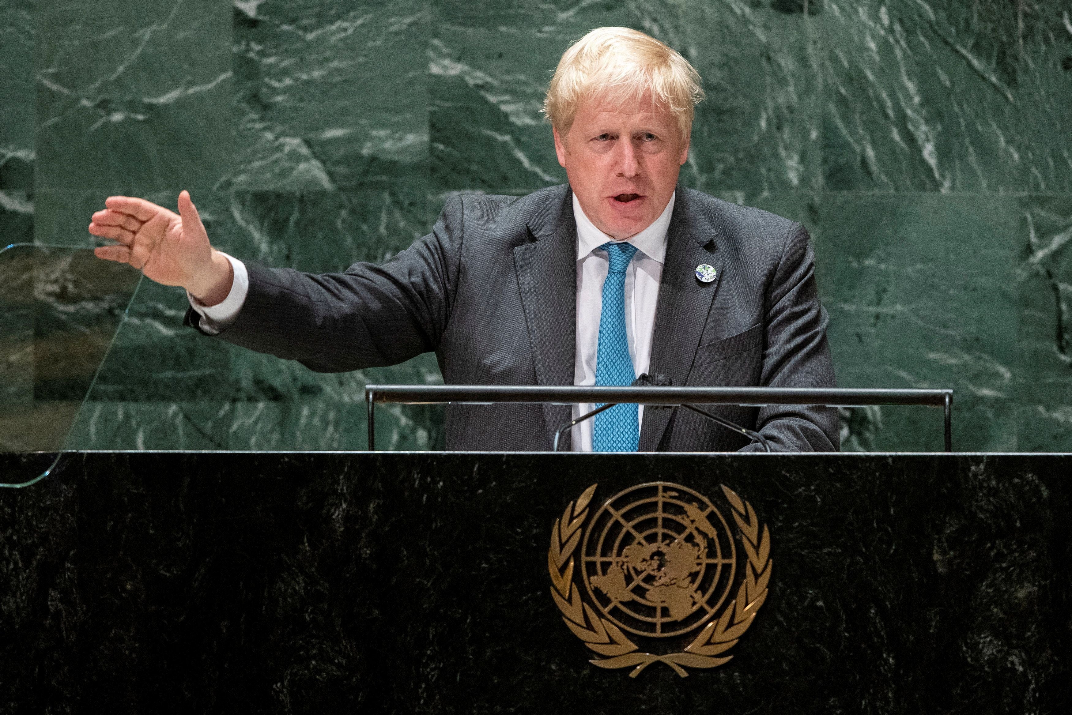 Boris Johnson, shining, or not shining according to taste, on the UN stage