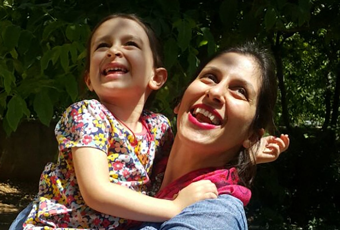 Nazanin Zaghari-Ratcliffe embracing her daughter Gabriella in Damavand, Iran