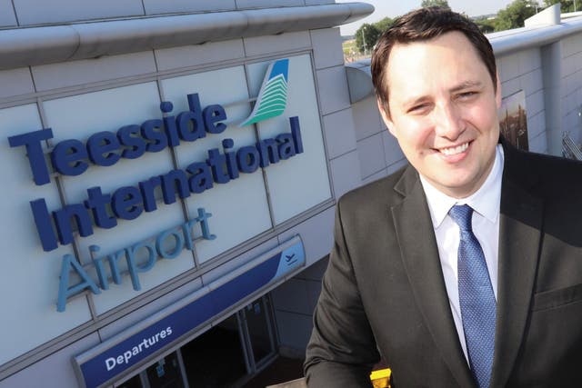 <p>Loss leader: Ben Houchen, Tees Valley mayor, outside Teesside airport – which lost ?13.8m in 2020-21 </p>