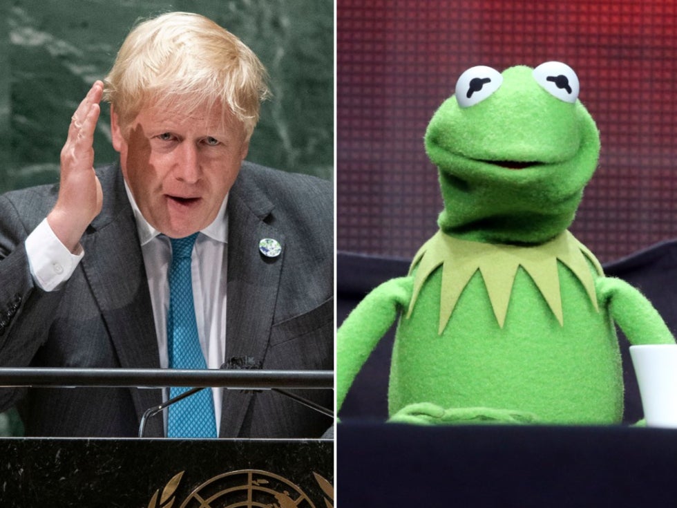 Boris Johnson, left, and Kermit the Frog