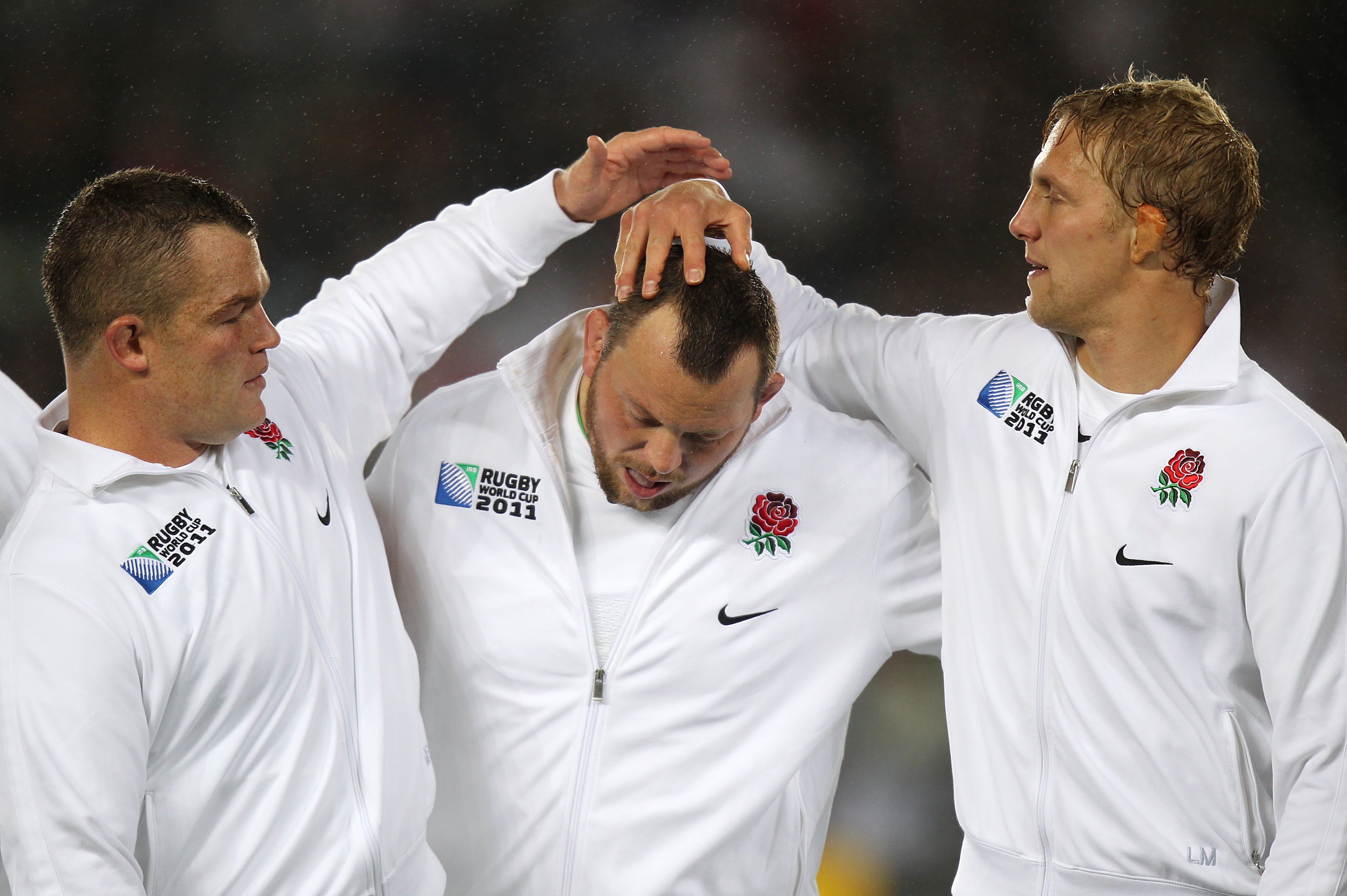 Steve Thompson (centre) cannot remember playing in England’s 2003 World Cup win (David Davies/PA)